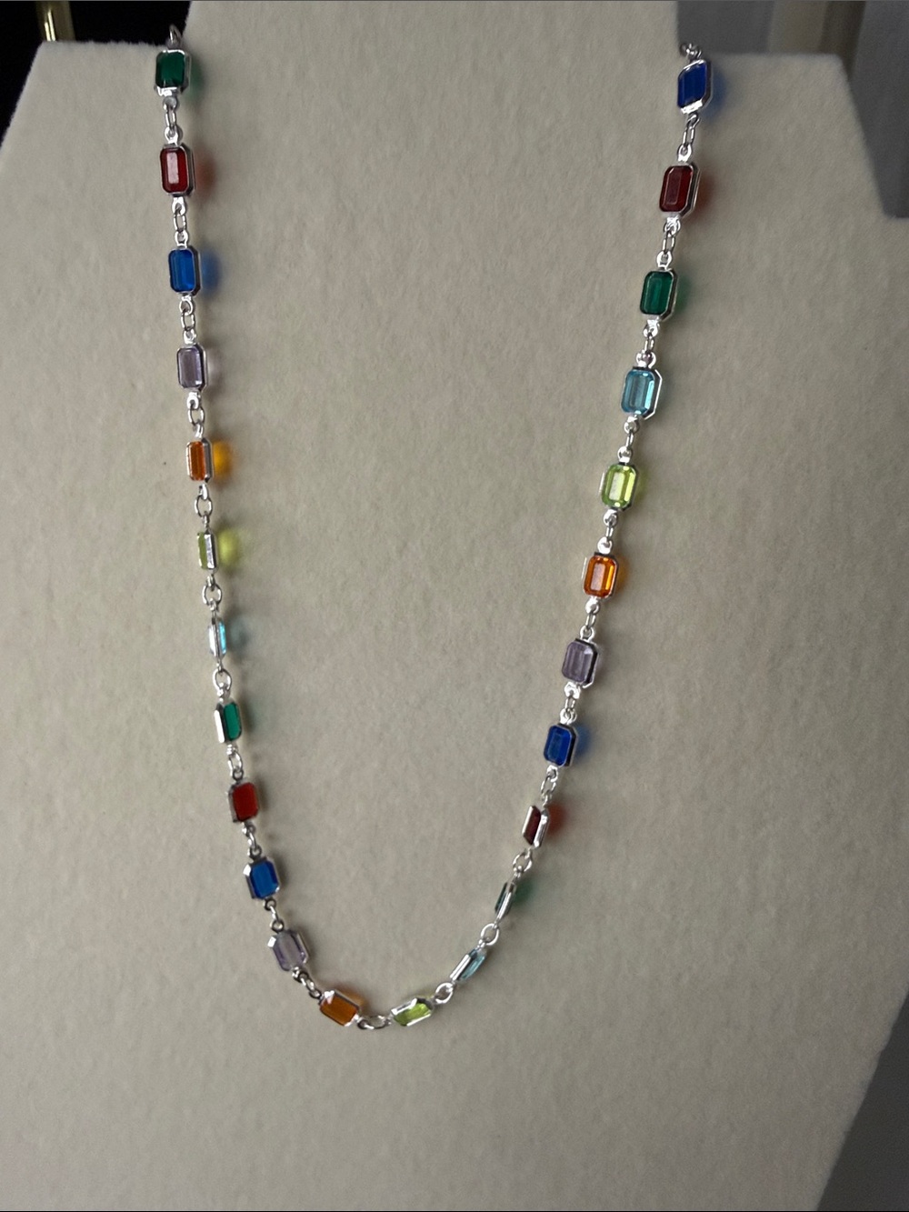 Silver Multi Stone Necklace